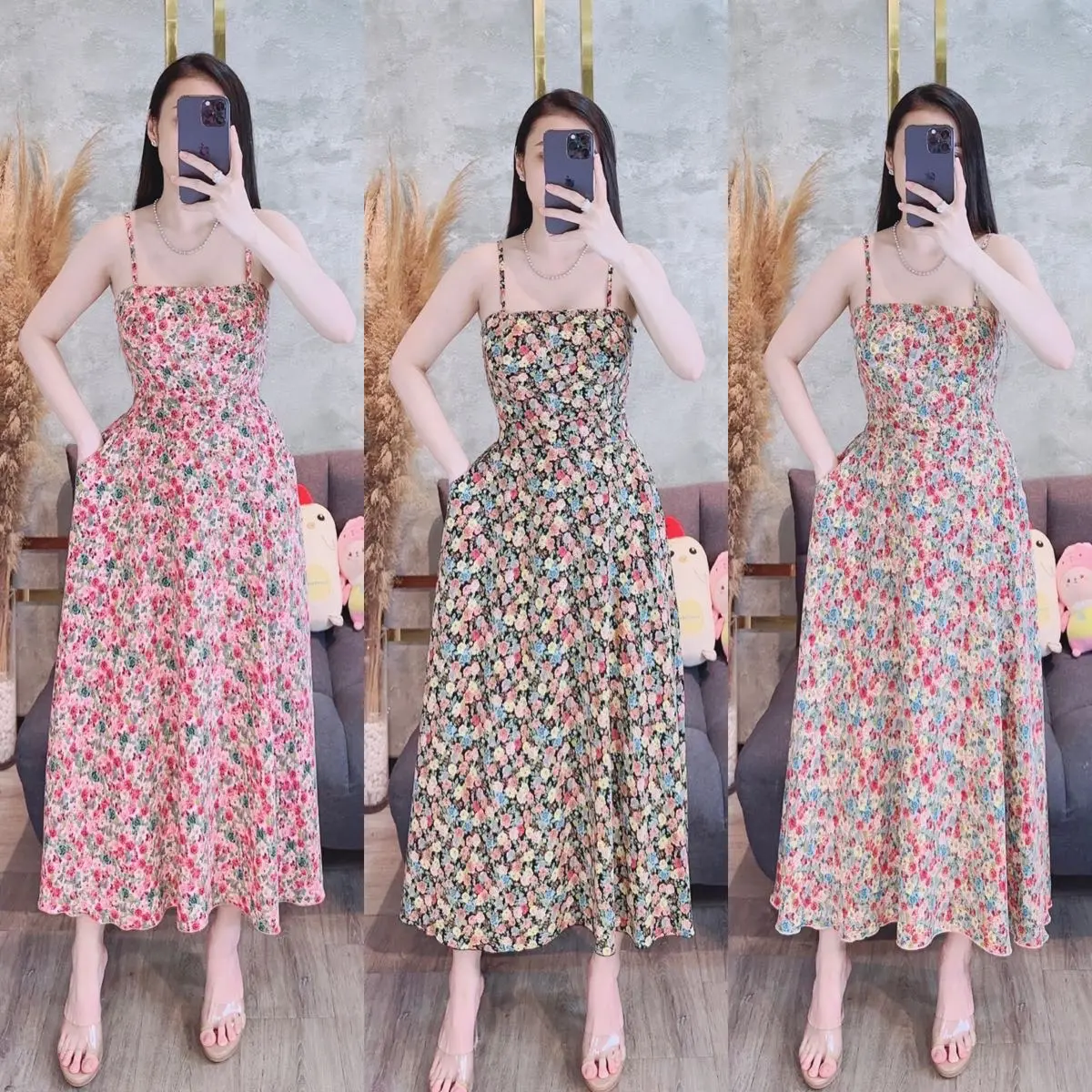 Đầm Hai Dây Nhỏ Tùng Xéo Dáng Lững