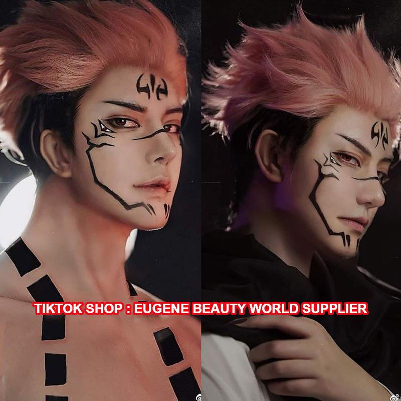 HYO-RI WIG : WIG RYOMEN SUKUNA WIG SUKUNA WIG ITADORI YUJI WIG ITADORI YUUJI WIG YUUJI ITADORI WIG YUJI ITADORI ANIME COSPLAY JUJUTSU KAISEN WIG COWO COWOK PRIA PENDEK LURUS OMBRE GRADASI MODEL STYLE CEPAK JABRIK 2