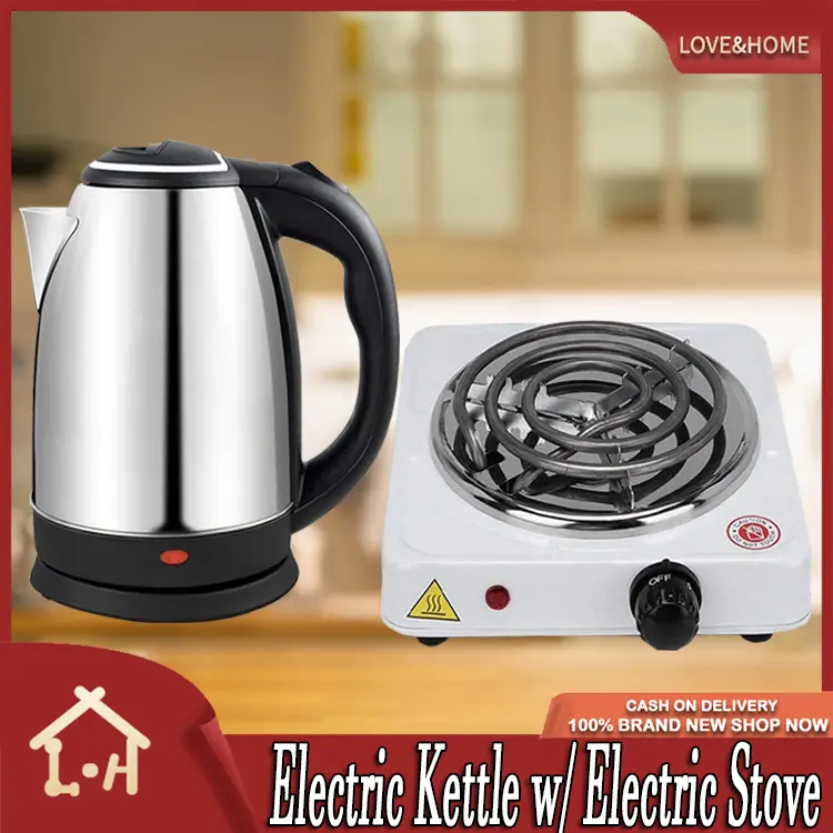 LOVE&HOME 1010B Hot Plate Electric Cooking Stove Single (White) With Wireless Electric Kettle (Silver)