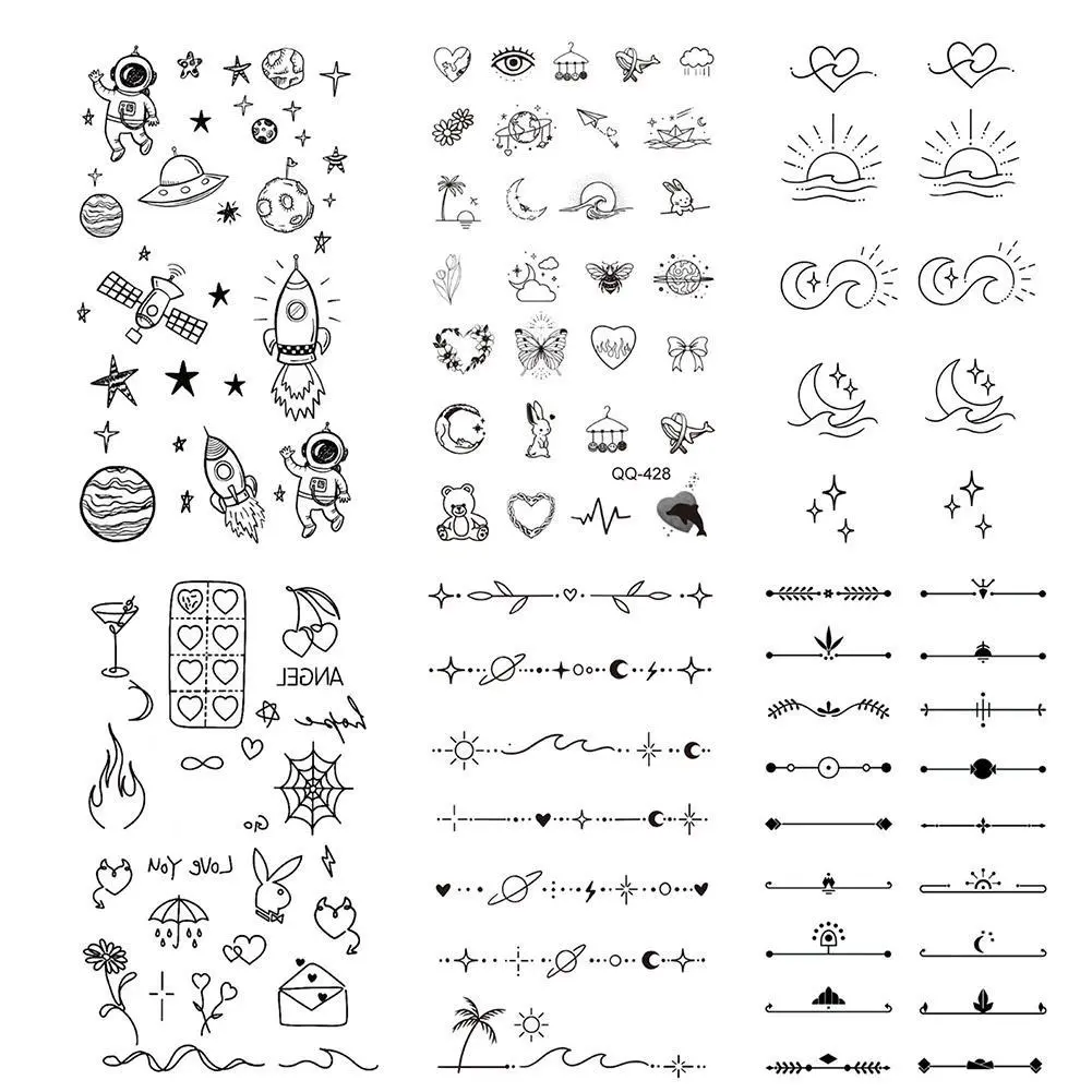 Ins Trendy Waterproof Tattoos For Women Men Long Lasting Stickers Personality Temporary Body Fake Tattoo Stickers