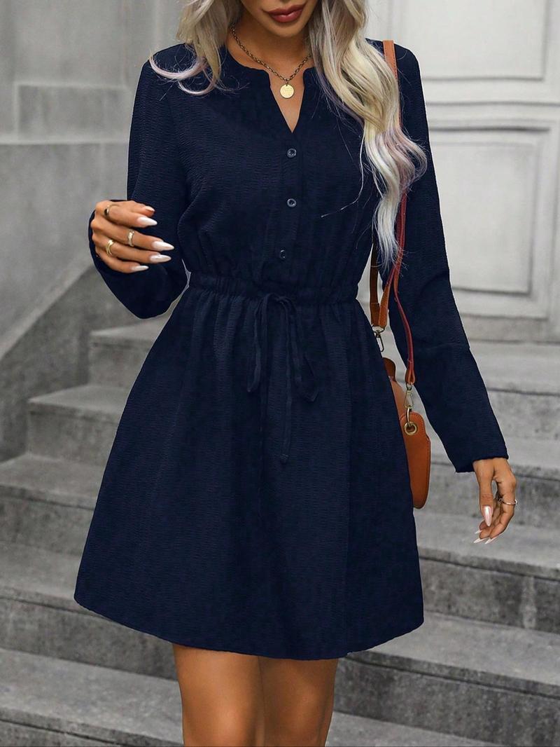Product Introduction of Women's Plain Dress, Casual Long Sleeve A Line Dress for Summer, Ladies Clothes for Daily Wear 1