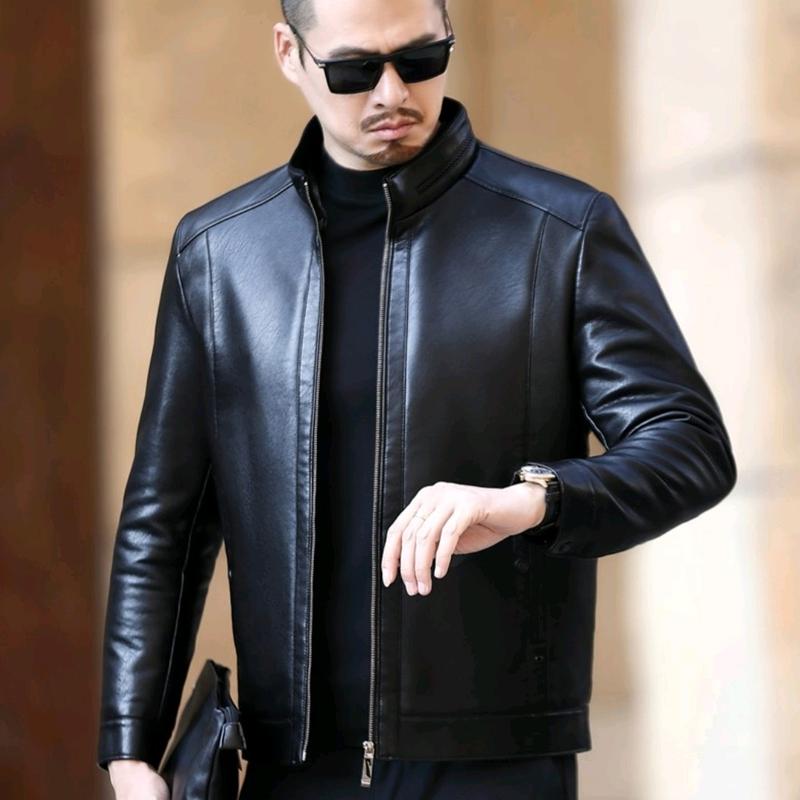 Jaket Kulit Sintetis Pria Trend Shop DaffStore - Model Elegan dan Modern dengan Kancing Depan dan Saku - Formal 1