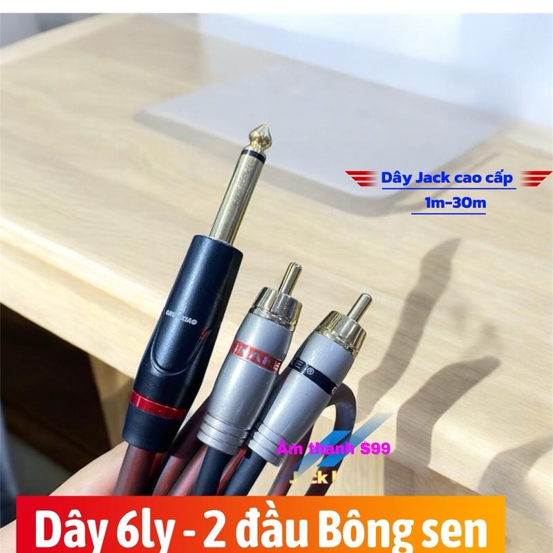 Dây 6ly ra 2 đầu bông sen cao cấp 1m- 15m. Dây âm thanh lõi đồng lớn, jack kim loại chống rỉ sét tín hiệu chuẩn. Dùng cho loa kéo, livetream, mixer, dàn karaoke, phụ kiện âm thanh