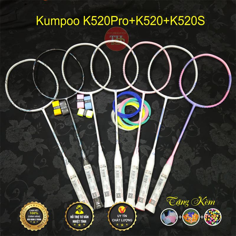 Vợt cầu lông Kumpoo K520Pro, K520, K520S Căng sẵn Cước + Túi + Quấn cán