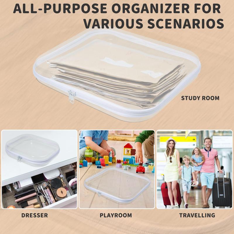 Clear Pvc Zipper Storage Box, 3 Counts/set Portable Waterproof Storage Bag, Plastic Organizer Containers, Multipurpose Storage Case for Pencil Toy Board Game 3