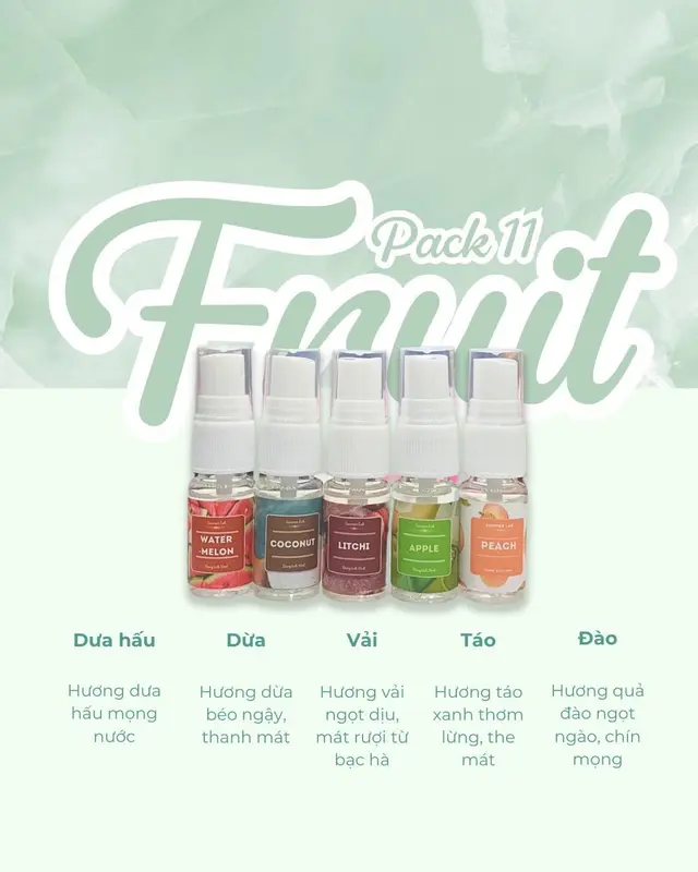 [Best Seller] Set Bodymist 5 chai - 5 mùi hương đóng hộp, body miss 10ml 7