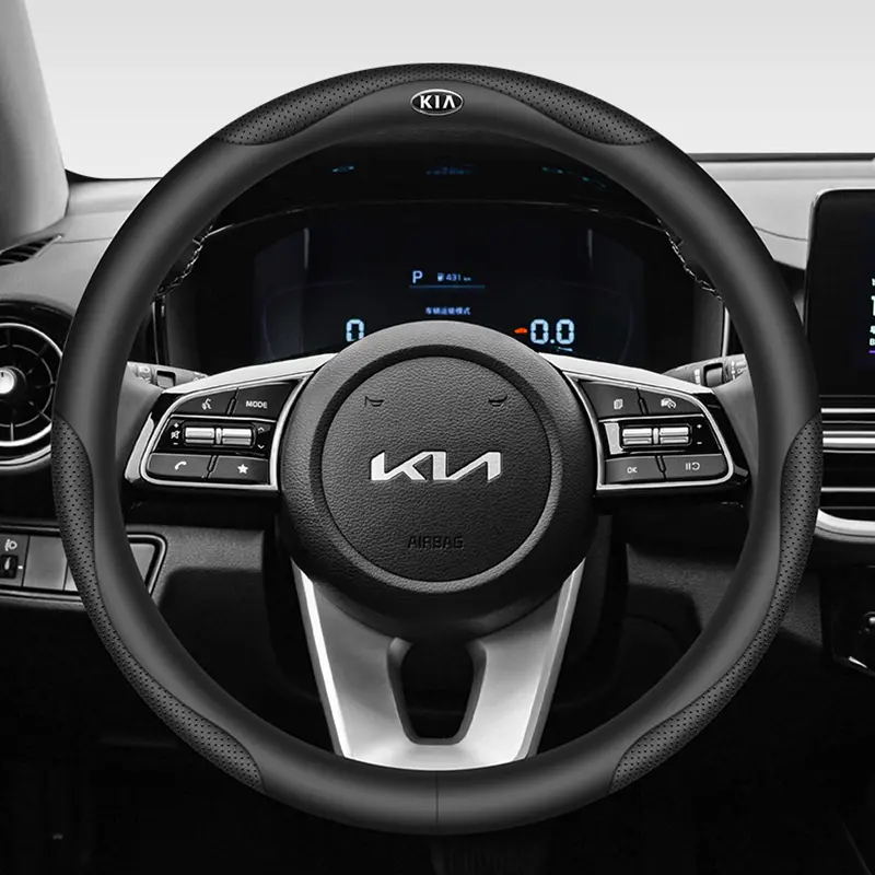 Bọc vô lăng da thật, KIA, Thích hợp cho KIA EV6, GT, Sportage, Rio, K5, Picanto, Cerato, Seltos, OPTIMA, Carnival, Sorento, Bọc tay cầm bằng da thật, Phụ kiện ô tô