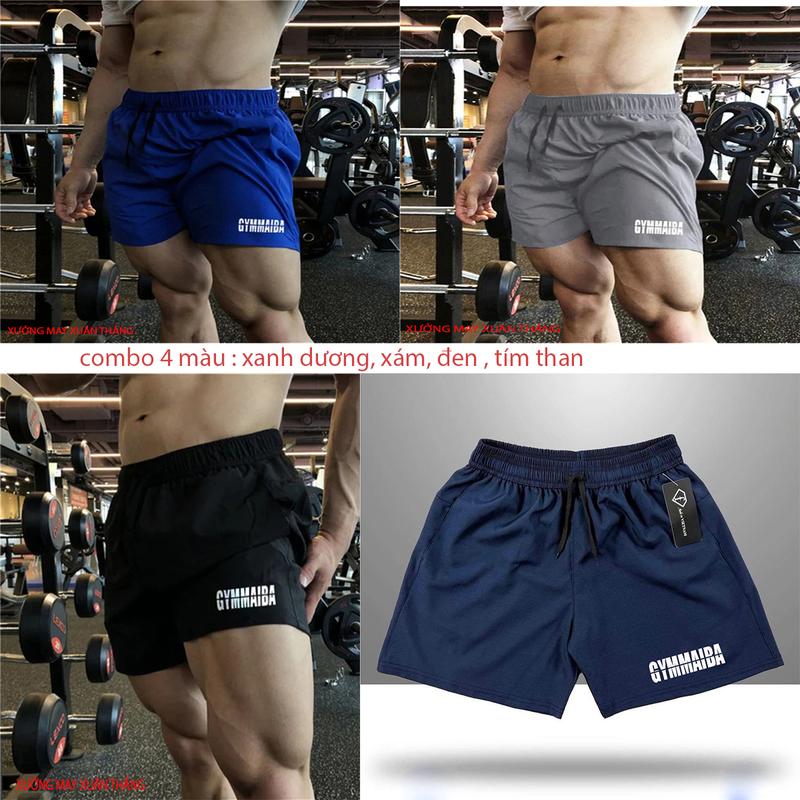 COMBO 4-5 QUẦN ĐÙI NGẮN THỂ THAO. CHẤT THUN MÈ THOÁNG MÁT, CO GIÃN 4 CHIỀU . MẪU GYMMAIBA 5