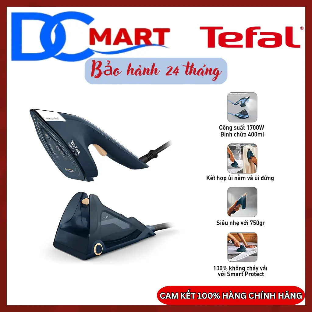 Bàn ủi hơi nước Tefal 2 trong 1 Duo Power JF4032E0 1850W - Bảo hành 24 tháng - Là Quần Áo
