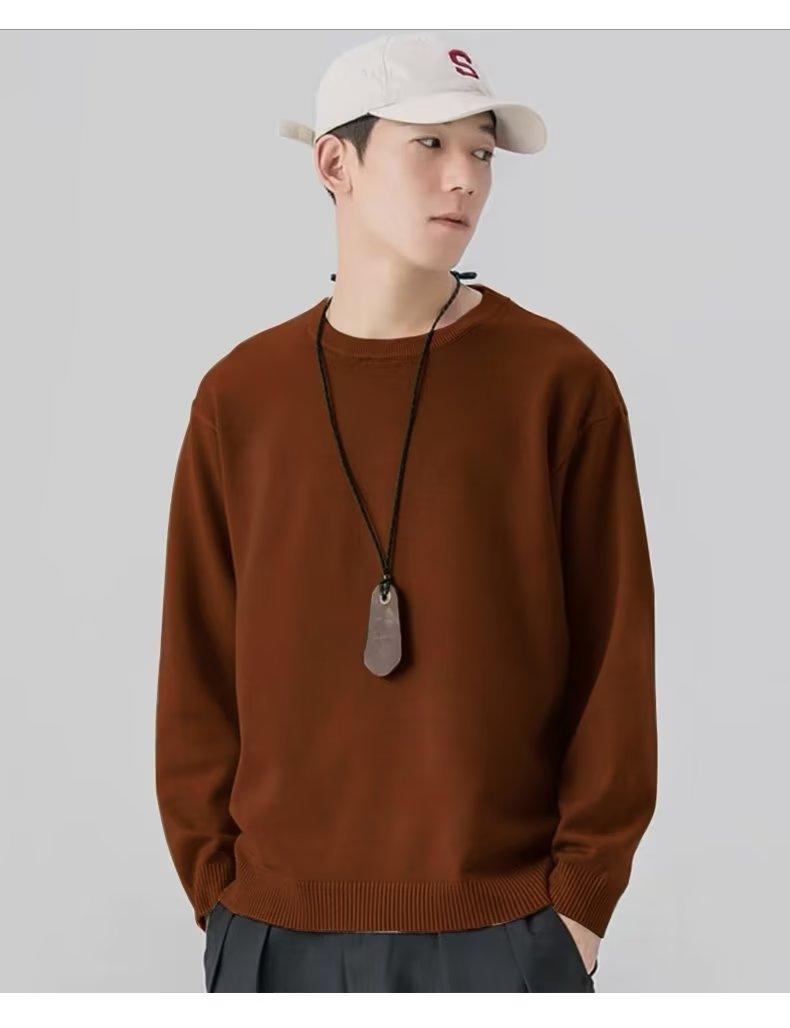 Product Introduction of ZOCI 2024 Áo Len Dệt Kim Cổ Tròn Mới Áo Dáng Rộng Thời Trang Phong Cách Hàn Quốc Cho Nam Menswear Shirt 25
