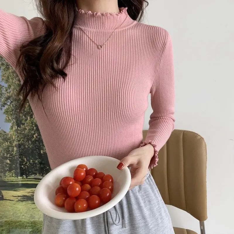 ÁO LEN TĂM CỔ BÈO 3p Basic Len dệt kim Giữ Nhiệt Nữ Women Top 7