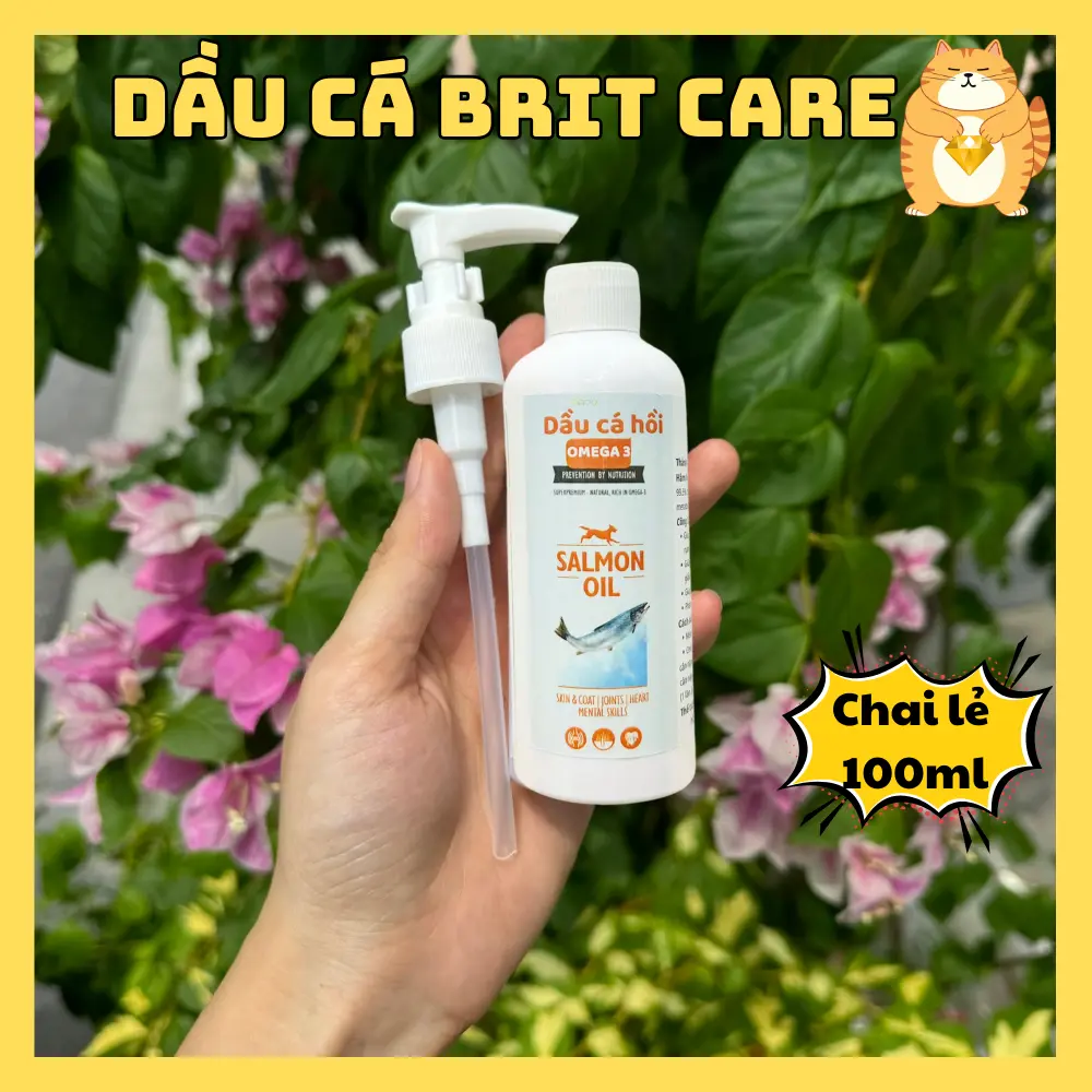 Dầu Cá Hồi Brit Care giúp mượt lông, tốt cho tim mạch, xương khớp và giúp chó mèo ăn nhiều hơn
