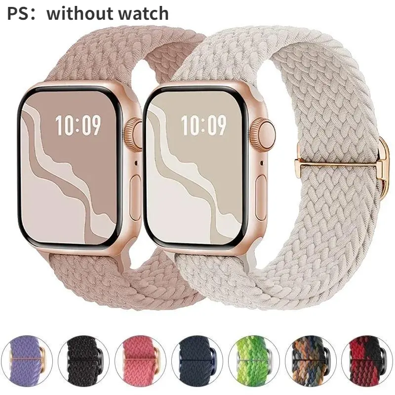 Gelung Solo Jalinan, Untuk Jam Tangan Apple, Jalur Ultra, Serasi dengan 41mm, 44mm, 38mm, 49mm, 45mm, Gelang Nilon Elastik, Siri iWatch 10, 9, 8, 7, 3, SE, Tali 42mm, 46mm