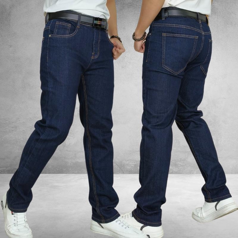 Quần Jean Nam Màu Xanh Dương Đậm Trơn Được May Chỉ Nổi (Chỉ Vàng) Form Slimfit Menswear Pants
