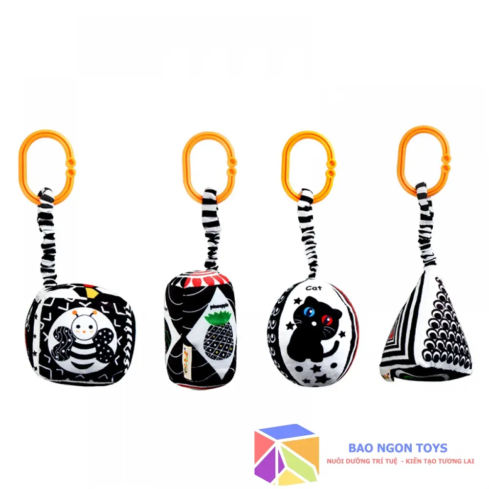 SET TREO NÔI HÌNH KHỐI TRẮNG ĐEN KÍCH THÍCH THỊ GIÁC CHO TRẺ SƠ SINH - BAO NGON TOYS - DV50