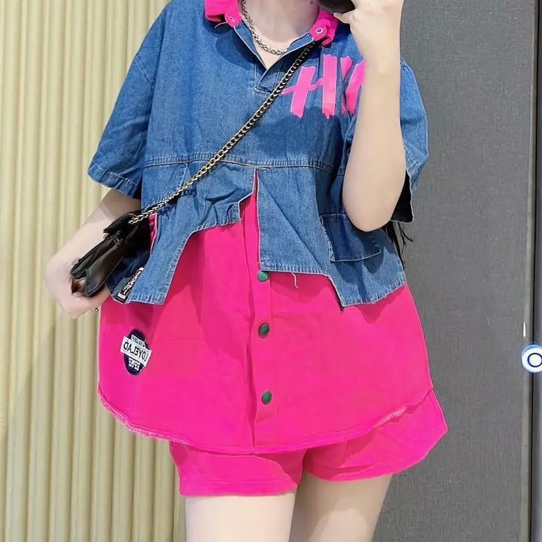 M18 - SET JEAN ÁO CỘC + QUẦN ĐÙI PHỐI MÀU CỰC ĐẸP , HÀNG CAOCAP , CHUẨN FORM , TRANDUNG Nữ Voi Women Top Nhung