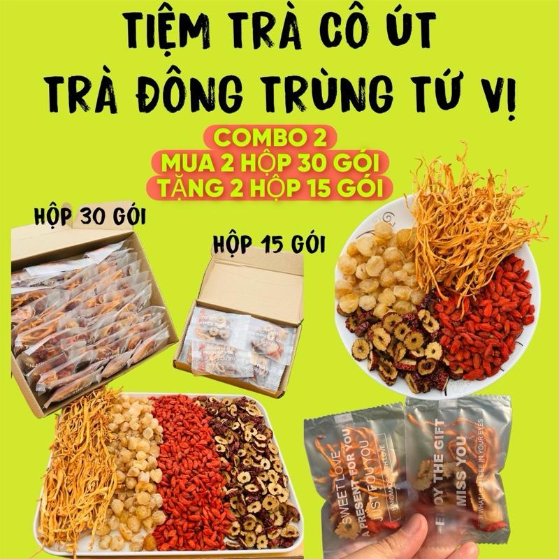   Combo 90 gói   MUA 2 HỘP 30 GÓI TẶNG 2 HỘP 15 - Trà đông trùng tứ vị thảo mộc-tiệm trà cô út chè dưỡng nhan gc tratang 