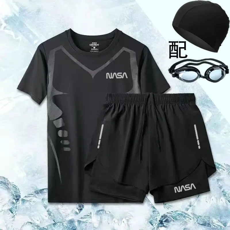 Swimsuit Full Suit Men's and Women's Anti-Exposure Boxer Swimming Trunks Sports Running Surfing Sun Protection Beach Hot Spring Three Pants
