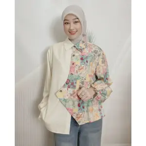 Asaya Atasan Kemeja lengan panjang model baru dan bergaya trendi casual untuk wanita elegant