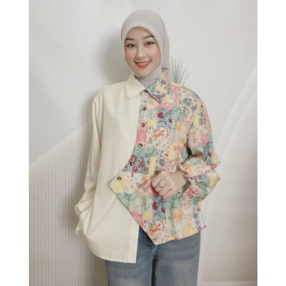 Asaya Atasan Kemeja lengan panjang model baru dan bergaya trendi casual untuk wanita elegant