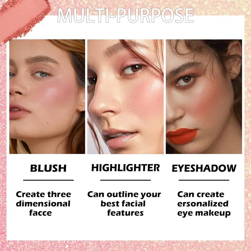 6 Colors Natural Blusher Palette, Long Lasting Shimmering Blush Palette, Cheeks Contour Blush Pressed Powder, Natural Look Blush for Daily Makeup 6