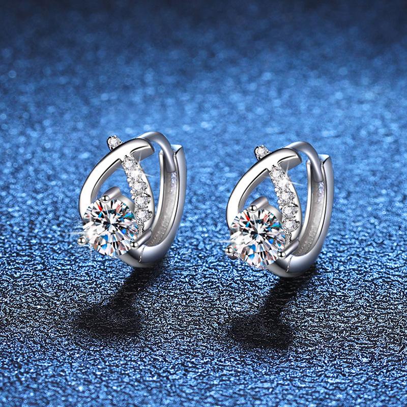 S925 Sterling Silver Earrings Moissanite Stud Earrings Cross Water Drop Earrings Light Luxury Korean Style 1 Karat Moissanite Stud Earrings for Women 1