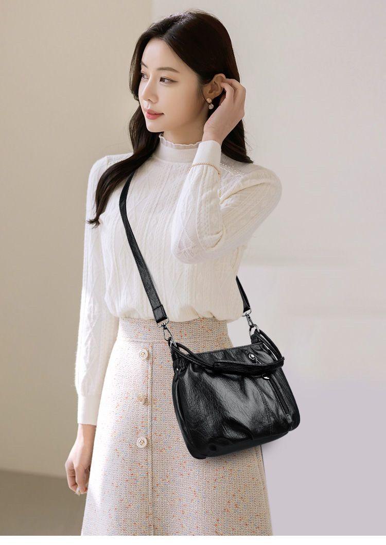 Authentic Leather Tactile Feel Small Bag Female Ladies New Bag Portable Shoulder Crossbody Bag Mother Bag Grandma Bag shoulder bag women's tote bags Sculpted for the Modern Woman