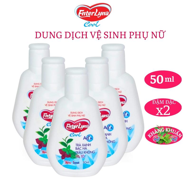 (Combo 5 Chai) Dung Dịch Vệ Sinh  Enterlyna Cool 50ml Chiết Xuất Trầu Không, Tía Tô, Bạc Hà, Trà Xanh Nữ Women dung  dich