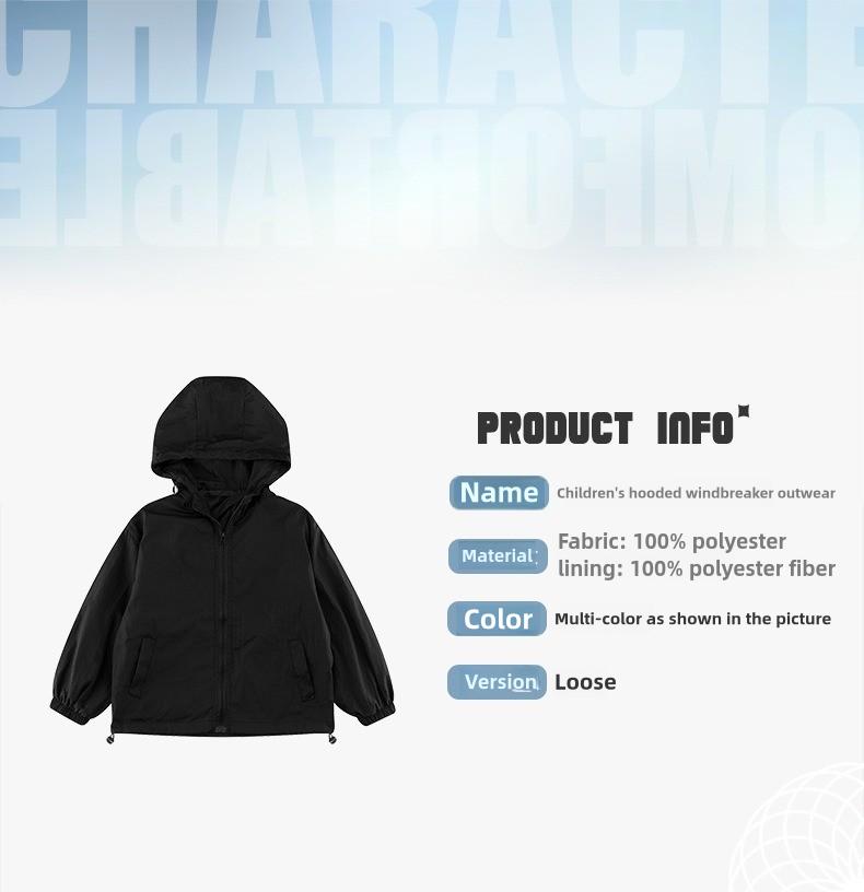 Product Introduction of 2025 Spring Autumn Kids Trench Jacket Solid Color Zip Up Hooded Coat for Boys Girls New Children's Clothing 10