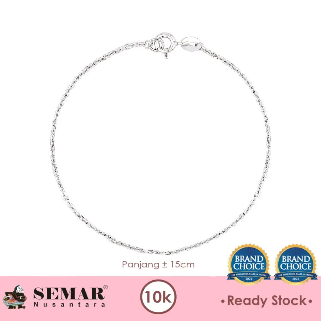 Gelang Emas Mini Lorenia Super Ringan White Gold 10K Semar Nusantara