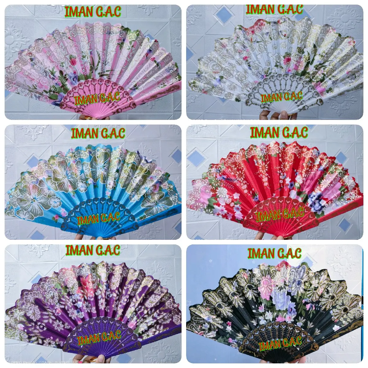 Kipas spanyol genggam/kipas gliter manual/kipas tari lipat