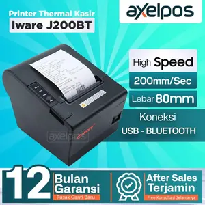Printer Thermal Kasir 80mm Auto cutter Usb Bluetooth Lan Iware J200