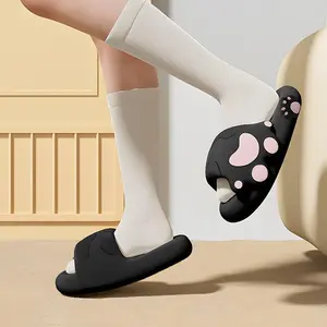 Sandal rumah wanita modis, dengan motif cakar kucing yang lucu, terbuat dari bahan EVA yang tebal dan lembut, anti selip dan terjangkau