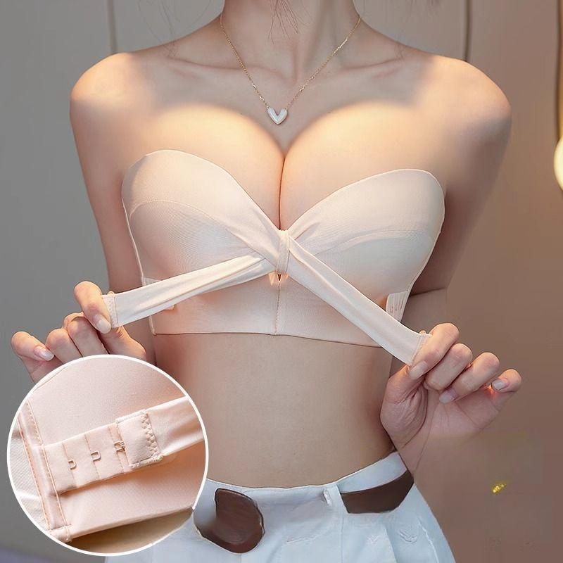Đồ Lót Không Dây, Thời Trang, Thiết Kế Đơn Giản, Dây Đeo Mỏng, Thích Hợp Cho Ngực Nhỏ Nâng Ngực, Chống Trượt, Áo Ống Vô Hình Áo Ngực Chống Trượt
