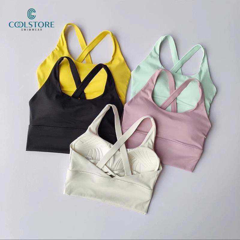 Bra mút đúc cao cấp 22%spandex chéo lưng tập gym yoga cho nữ đẹp 2025 Coolstore