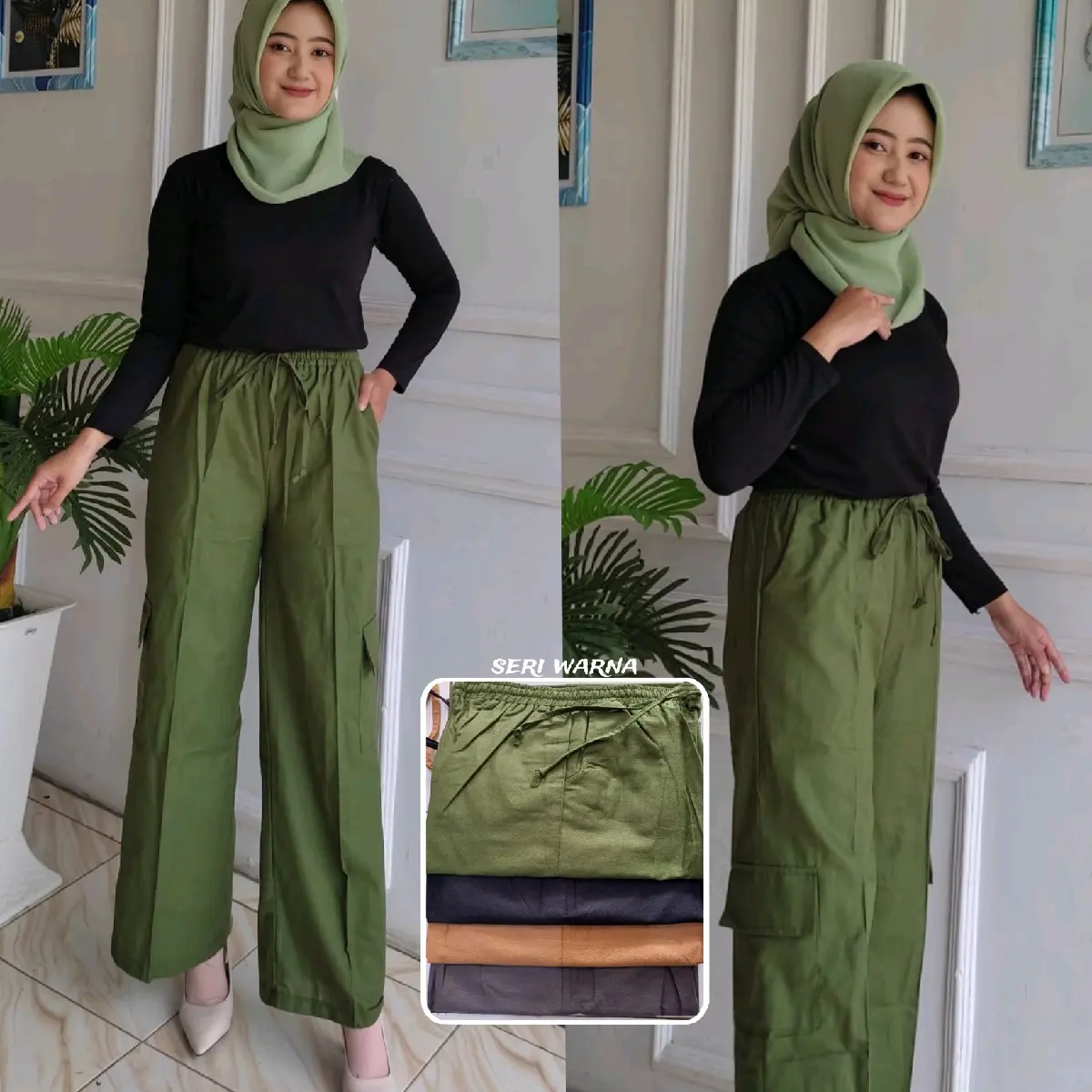 kulot katun rami pinggang ful karet