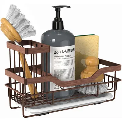 Buy Consumest Sink Caddy, Kitchen Sponge Holder , Dish Brush Holder For Kitchen Sink Sink Organizer With Drip Tray For Countertop Stainless Steel