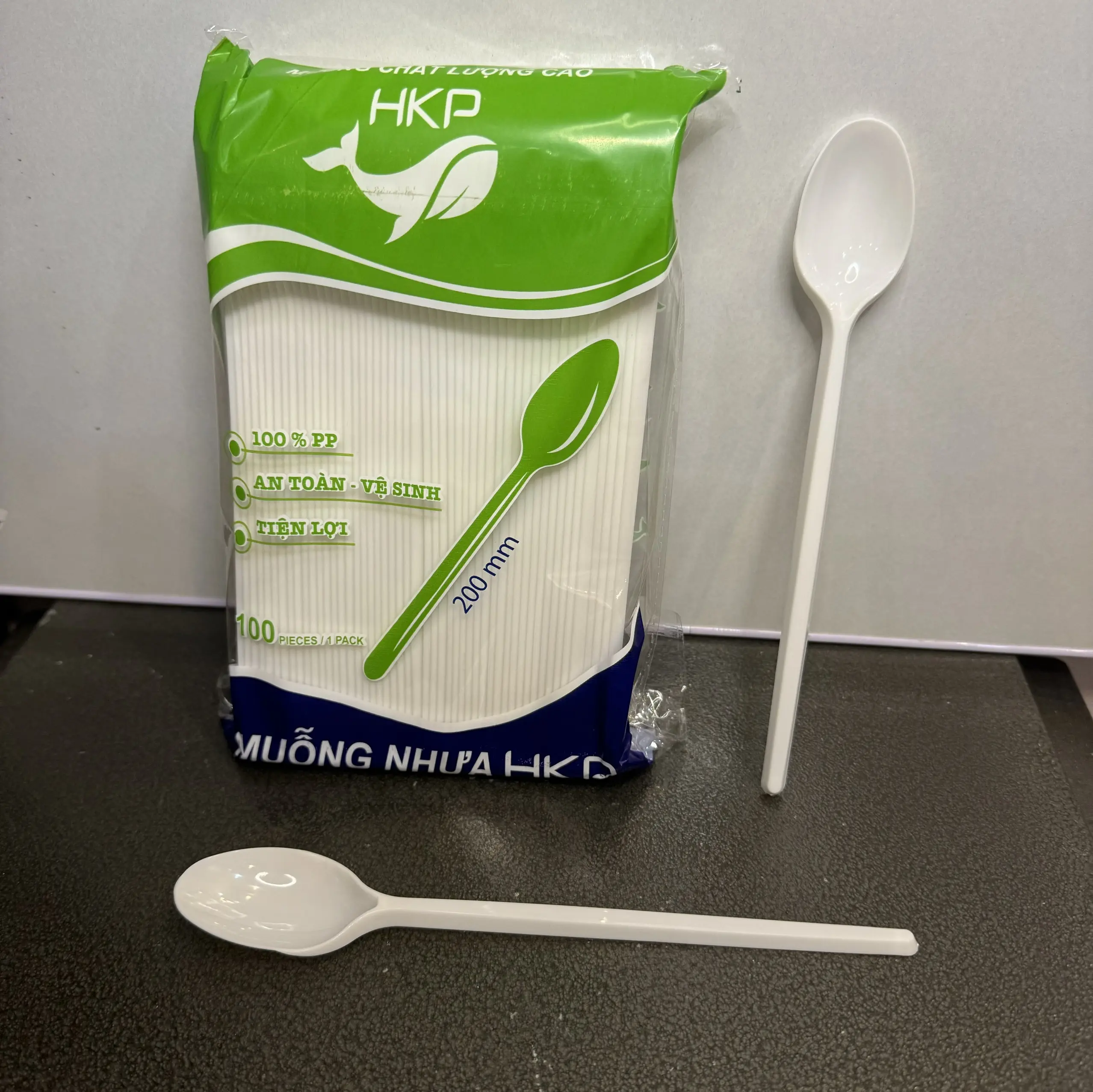 100 Muỗng Nhựa Dài 20cm Dùng Một Lần - Muỗng Ăn Cơm, Trà Sữa, Quán Ăn
