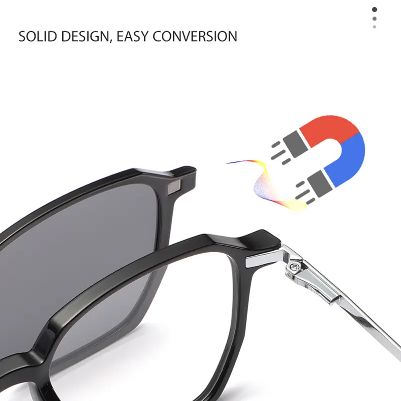 Magnetic Clip On Eyeglasses Frame Women Men 2 in 1 Anti Blue Light Blocking Polarized Business Style Metal Anti Sunlight UV400 Protection Optical Glasses Eyewear Sunglasses kacamata hitam 4