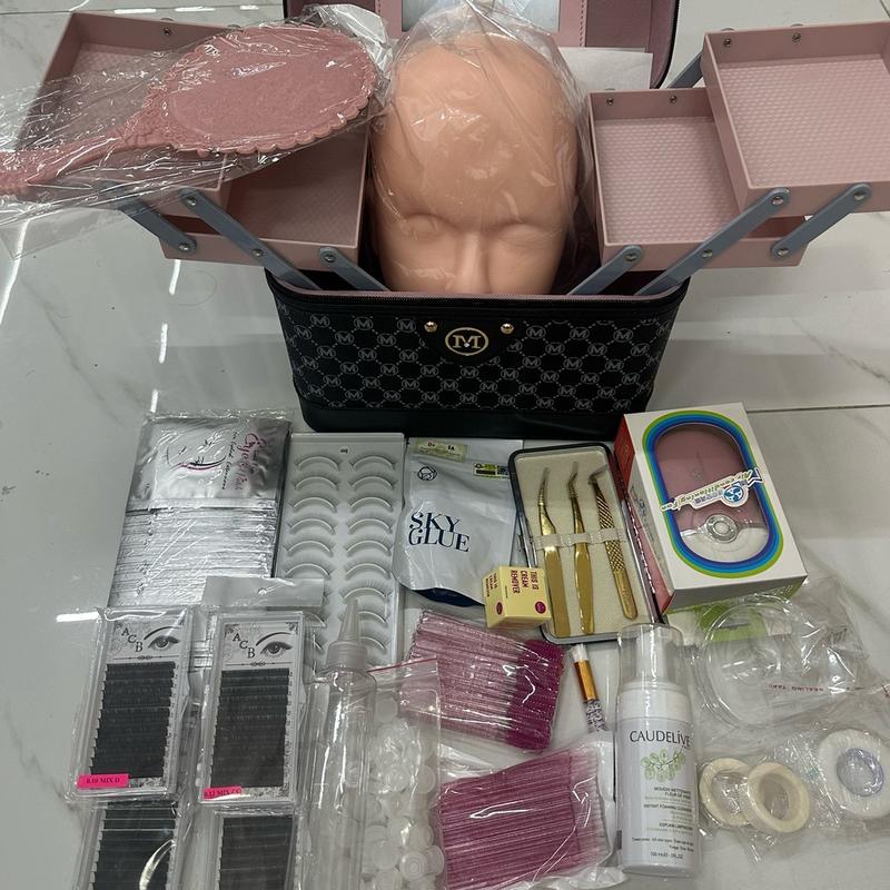 Combo học nối mi đầy đủ -Cốp đồ nối mi đầy đủ cho người mới bắt đầu -Phụ liệu mi-Dụng cụ nối mi -Hoàng Duyên eyelash  Perfume Cosmetic Nữ Mỹ Phẩm Phấn Mắt Trang Điểm