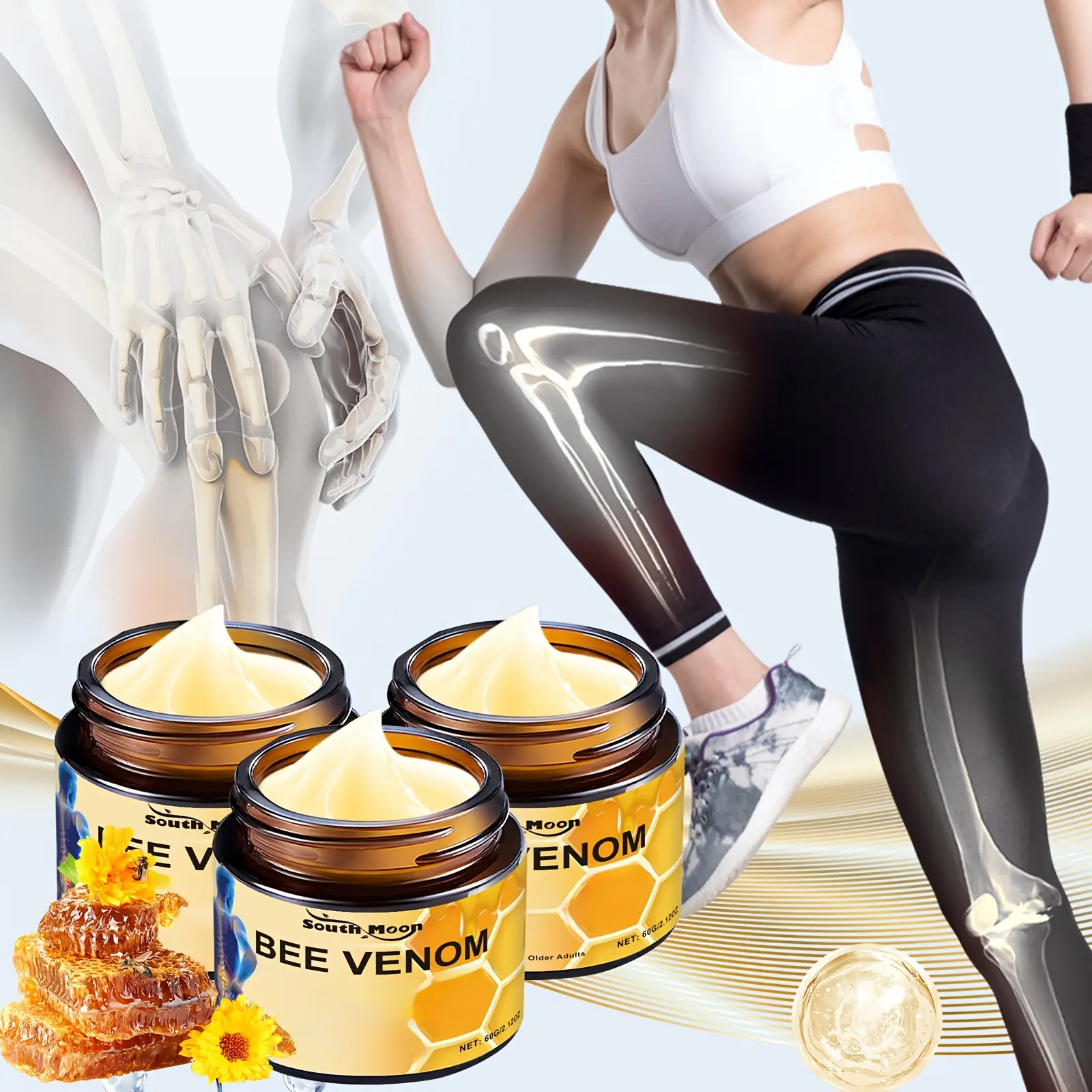 3pcs Bee Venom Advanced Joint Cream, Bee Venom Joint Gel, For Back, Neck, Hands, Feet, Knee 2.12oz/ Pcs.