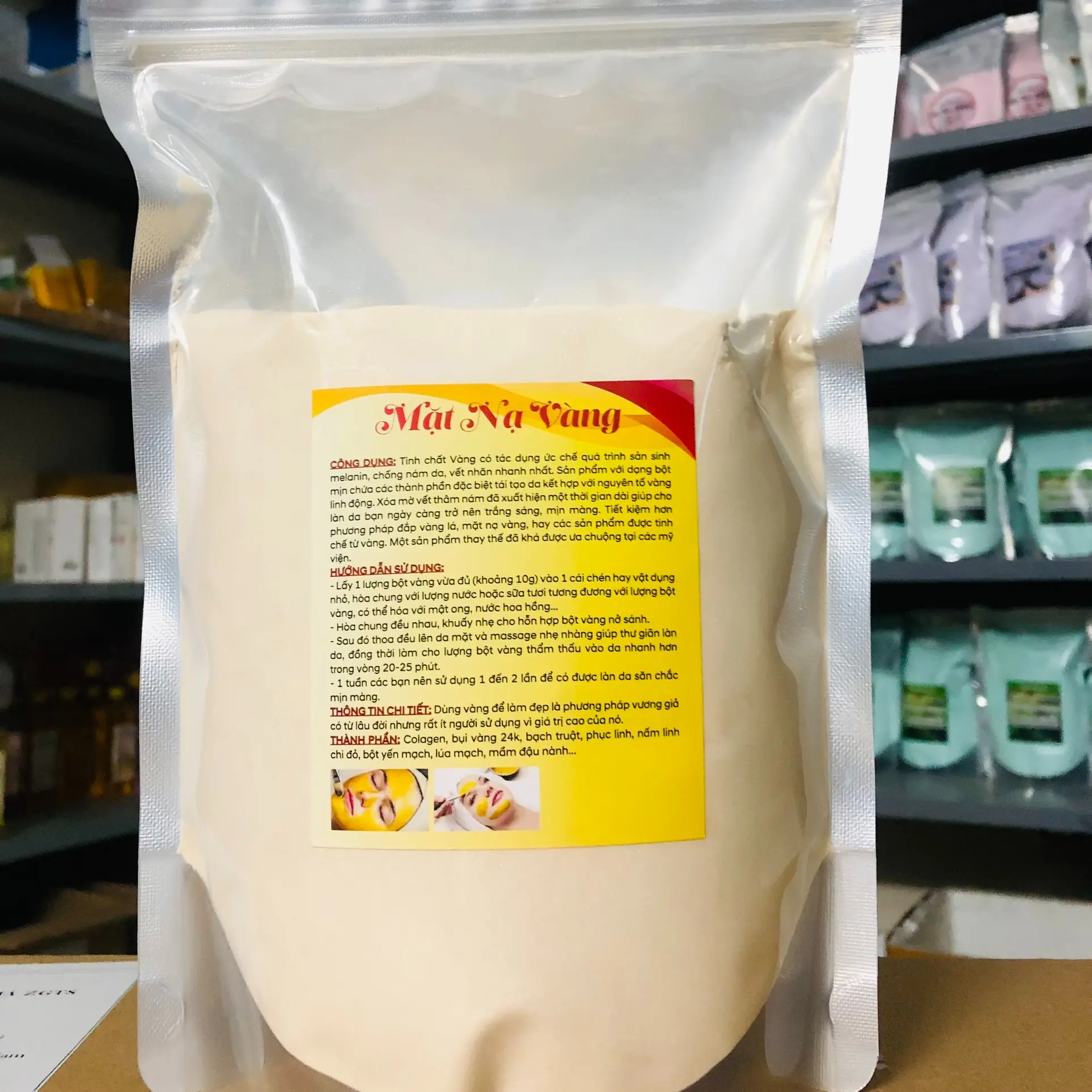 Gói 1000gr mặt nạ vàng 24k collagen cao cấp