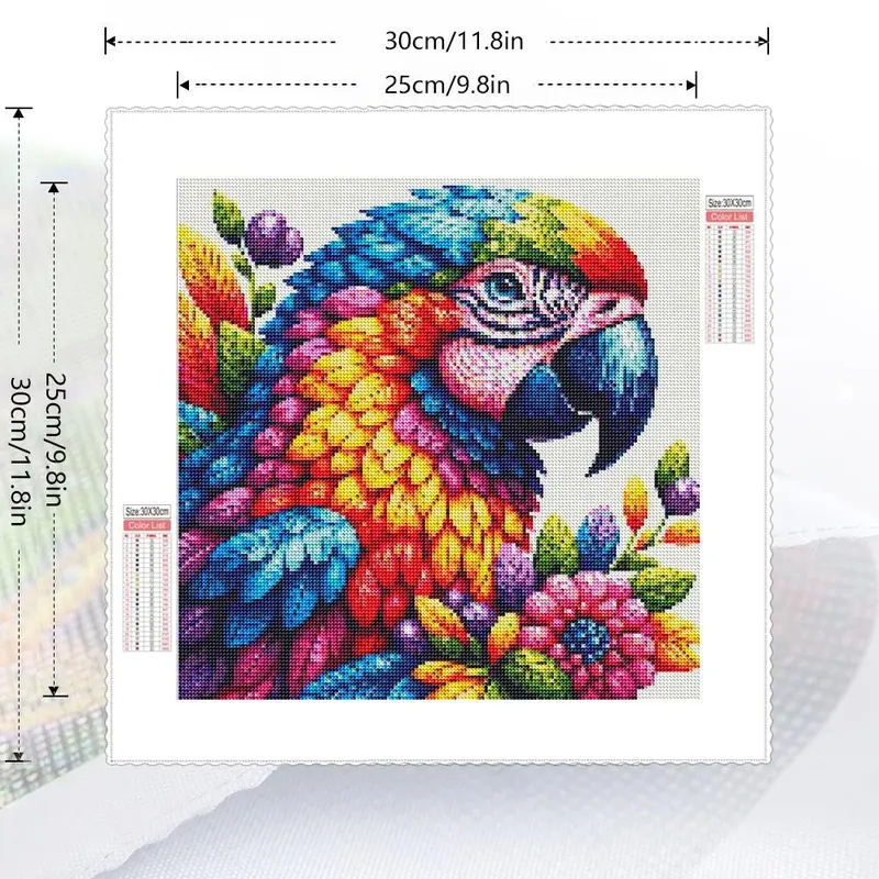 Parrot Pattern DIY Diamond Arts Colorful Painting Kit without Frame, 5D Diamond Decor Painting by Numbers Kit, DIY Wall Art Decor 1