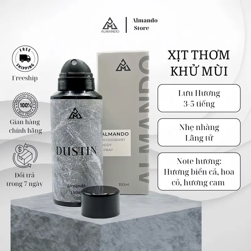 [ MUA 2 TẶNG 1 ] Body Mist Nam Almando , Xịt Thơm Khử Mùi Toàn Thân Nước Hoa Chính Hãng 150ml ( chai )  Phù Hợp Đi Học , Đi Làm , Đi Chơi Hẹn Hò Bodymist Perfume Cosmetic Mỹ Phẩm Làm Đẹp Da Dưỡng Body 6