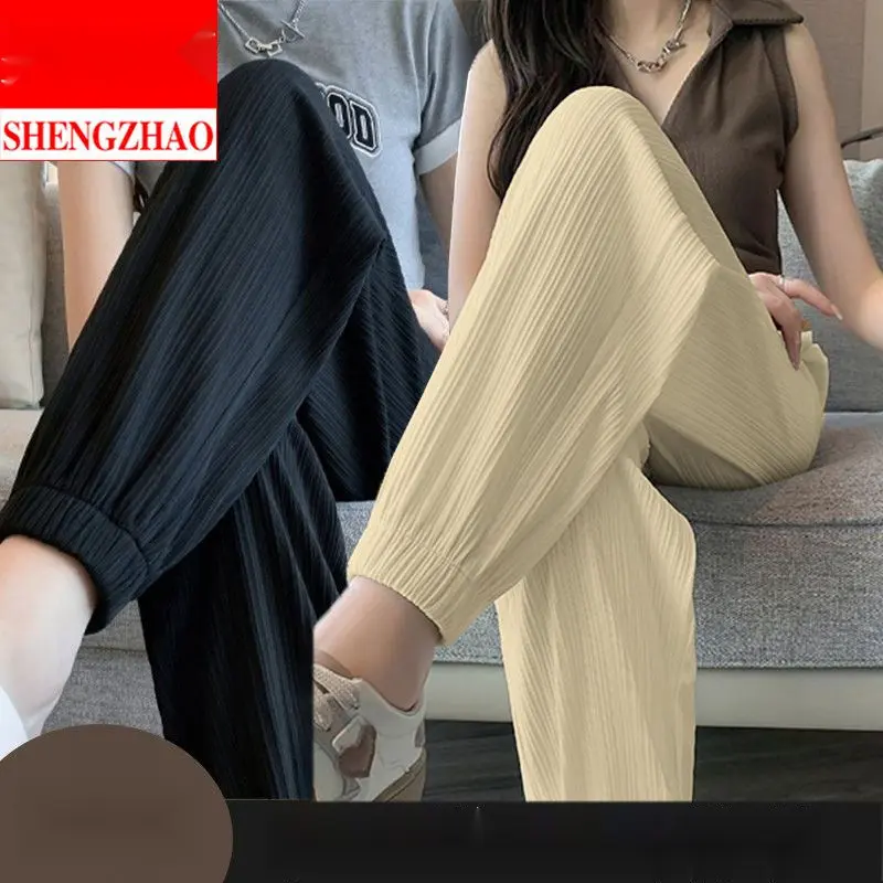 【40-110KG】Women Plus Size Ice Silk Sports Loose Pants C13460