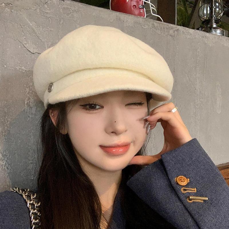 Product Introduction of Japanese Wool Beret Hat For Women Comfortable And Versatile Retro And Casual Face Showing Small Octagonal Painter Hat 14