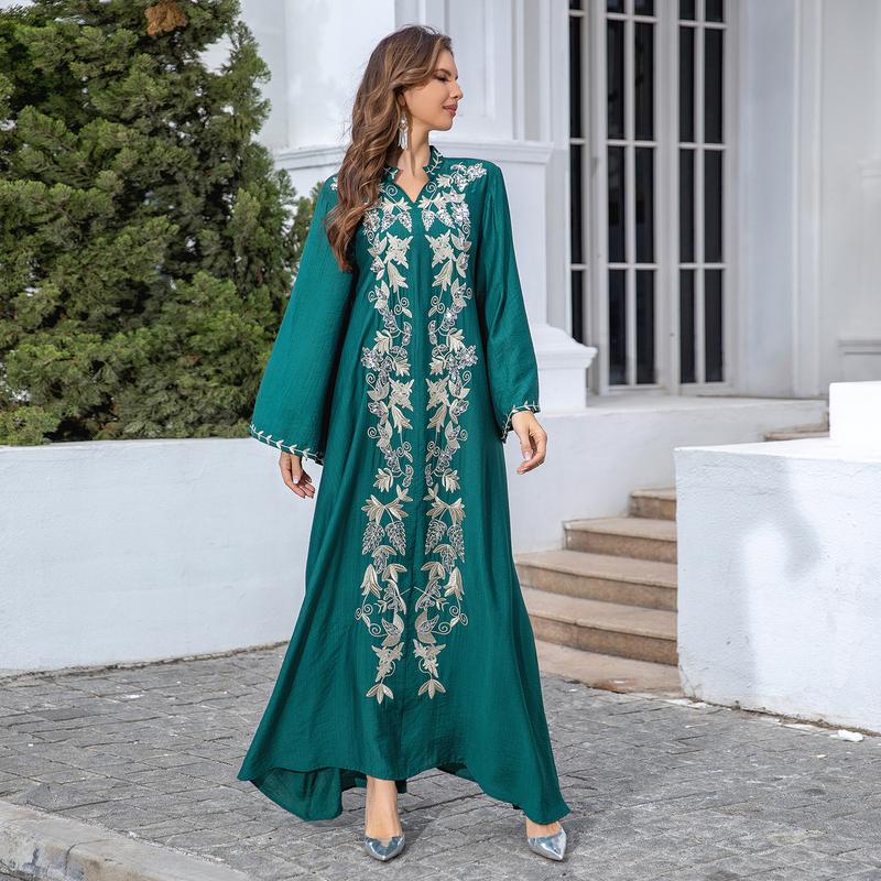 Váy Thêu Abaya Phụ Nữ Hồi Giáo Djellaba, Giảm Giá, Váy Dạ Hội, Thời Trang Phụ Nữ Dubai, Bán Buôn Có Sẵn 4