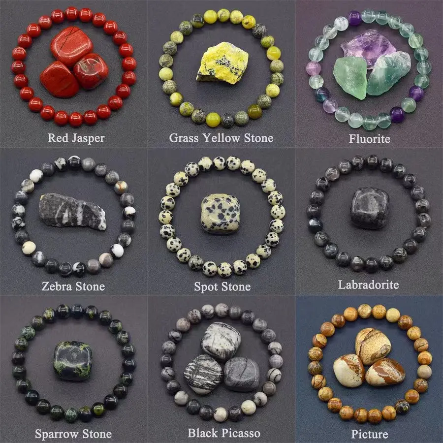 Europe and the United States hot-selling cross-border rose stone  tiger eye crystal 8mm elastic rope beaded bracelet new bracelet