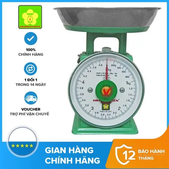 Cân đồng hồ Nhơn Hoà  2kg và 5kg đồng giá cân đĩa 0