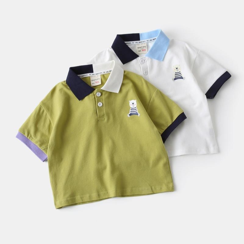 Product Introduction of 2025 Children's Summer Clothing Short-Sleeved Polo Shirt Boys' Short-Sleeved Shirt Baby Color Matching Collar Fashion Polo 6